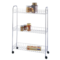 WENKO Slim Chrom Rollregal 4251010500,  Farbe: Silber glänzend/ Schwarz