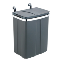 WENKO Tür-Abfalleimer,  12 Liter 54903100,  Farbe: Grau/ Silber,  glänzend