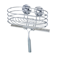 WENKO Turbo-Loc Wandablage mit Duschabzieher 18916100,  Maße: 24 x 27, 5 x 13, 5 cm,  Farbe: Silber