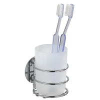 WENKO Turbo-Loc Zahnputzbecher 18779100,  Maße: 7, 5 x 10 x 9 cm,  Farbe: Silber