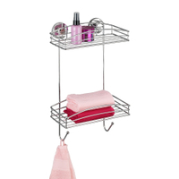 WENKO Vacuum-Loc Wandregal 20886100,  2 Etagen - Maße: 26 x 43 x 15 cm,  Farbe: Silber