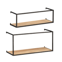 WENKO Wandregal Geo,  2er Set,  Kiefernholz/Metall 50764800,  1 Set = 2 Stück