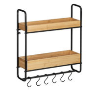 WENKO Wandregal Loft,  2 Etagen,  Metall/Bambus 50707800,  1 Stück
