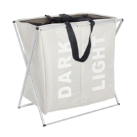 WENKO Wäschesammler,  2-Fach,  je 60 Liter 3440112100,  Farbe: beige