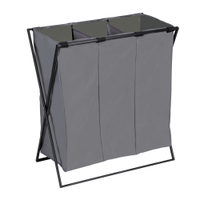 WENKO Wäschesammler Trio XL,  mit Eisengestell 71297800,  Farbe: grau