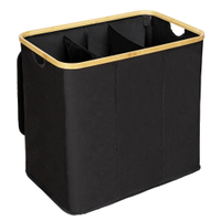 WENKO Wäschetruhe Trio,  Polyester/Bambus,  3 Fächer à 35 Liter 71214800,  1 Stück