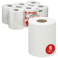 WypAll L10 Papierreinigungstücher,  1-lagig,  weiß 6222,  1 Paket = 6 Rollen à 430 Tücher = 2580 Tücher