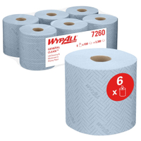 WypAll L20 Wischtücher,  2-lagig,  blau 7260,  1 Paket = 6 Rollen à 550 Tücher = 3300 Tücher