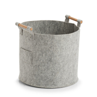 Zeller Aufbewahrungskorb,  Filz,  mit Holzgriffen,  grau 14394,  Maße (L x B x H): 35 x 35 x 32, 5 cm