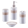 Zeller Bad-Accessoires-Set in Geschenkverpackung,  4-teilig 18260,  Farbe: beige / braun,  Material: Keramik