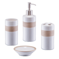 Zeller Bad-Accessoires-Set in Geschenkverpackung,  4-teilig 18260,  Farbe: beige / braun,  Material: Keramik