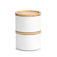 Zeller Bamboo Vorratsdose 19319,  Maße: ca. Ø 13 x 9, 7 cm,  weiß