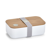 Zeller Brotdose mit Bambusdeckel und Gummiband 14730,  Farbe: weiß