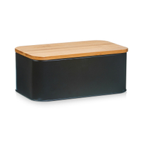Zeller Brotkasten mit Bamboo Deckel 25372,  Farbe: matt schwarz