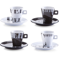 Zeller Coffee style Espresso-Set,  8-teilig 26540,  Material: Porzellan,  schwarz/weiß,  50 ml