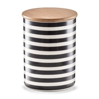 Zeller Stripes Vorratsdose mit Bambusdeckel,  Keramik 19824,  Maße: Ø 11, 5 x 15 cm,  900 ml
