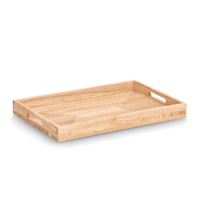 Zeller Tablett Stripes,  Gummibaum/MDF 25663,  Maße (L x B x H): 30, 5 x 45, 7 x 4, 5 cm