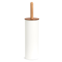 Zeller Toilettenbürste,  Metall,  mit Bambusdeckel 18907,  Farbe: weiß
