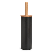 Zeller Toilettenbürste,  Metall,  mit Bambusdeckel 18909,  Farbe: schwarz