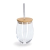 Zeller Trinkglas,  mit Bambusdeckel und Glasstrohalm 19647,  Fassungsvermögen: 500 ml