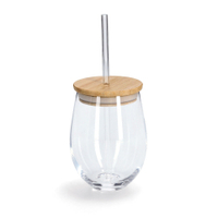 Zeller Trinkglas,  mit Bambusdeckel und Glasstrohalm 19647,  Fassungsvermögen: 500 ml