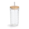 Zeller Trinkglas,  mit Bambusdeckel und Glasstrohalm 19648,  Fassungsvermögen: 580 ml