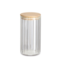 Zeller Vorratsglas Rillen,  mit Bambusdeckel 19471,  Fassungsvermögen: 800 ml