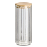 Zeller Vorratsglas Rillen,  mit Bambusdeckel 19472,  Fassungsvermögen: 1100 ml