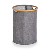 Zeller Wäschekorb,  Bamboo,  Leinenoptik,  grau,  50 Liter 14238,  Maße (L x B x H): ca. Ø 36 x 50 cm