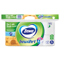 Zewa Bewährt Toilettenpapier,  3-lagig mit Strohanteil 38791,  1 Packung = 8 Rollen à 150 Blatt
