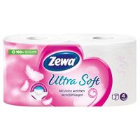 Zewa Ultra Soft Toilettenpapier,  4-lagig 29285,  1 Packung = 2 Rollen à 150 Blatt