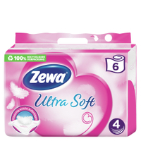 Zewa Ultra Soft Toilettenpapier,  4-lagig 29288,  1 Packung = 6 Rollen à 150 Blatt