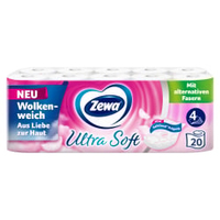 Zewa Ultra Soft Toilettenpapier,  4-lagig mit Strohanteil 39109,  1 Packung = 20 Rollen à 150 Blatt