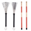 1 Paar Drum Rods Sticks + 1 Paar Drum Brushes Drum Stick Set mit Aufbewahrungstasche für Jazz Folk Music