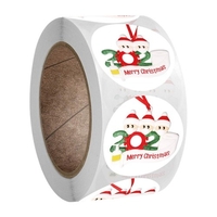 1 Rolle / 500 Stück Weihnachtsaufkleber Selbstklebender Weihnachtsaufkleber