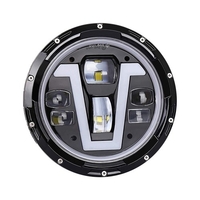 1 Stück 12V / 24V Motorradscheinwerfer 7 Zoll V-förmiger LED-Scheinwerfer mit Blinker DRL Hi / Lo Beam Ersatz für Jeep Wrangler JK JKU CJ LJ TJ Hummer H1 H2