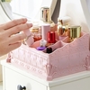1 Stück Comestic Aufbewahrungsbox Make-up Organizer Multifunktions Blumendekor Chic Box für Lippenstifte Fernbedienung Stifte Handys Rosa