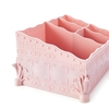 1 Stück Comestic Aufbewahrungsbox Make-up Organizer Multifunktions Blumendekor Chic Box für Lippenstifte Fernbedienung Stifte Handys Rosa