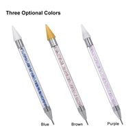 1 Stück Strass Punktierung Stift doppelköpfigen Nagel Punktierung Werkzeug Doppel Ende Tipps Perlen Picker Wachs Bleistift Griff Maniküre Werkzeug Blau