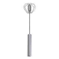 1 STÜCKE Edelstahl Handbesen Rotary Egg Beater Paste Sahnemischer Werkzeuge Rotary Egg Beater Schäumer Drehen Hand Sauce Mixer (10 Zoll)