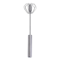 1 STÜCKE Edelstahl Handbesen Rotary Egg Beater Paste Sahnemischer Werkzeuge Rotary Egg Beater Schäumer Drehen Hand Sauce Mixer (12 Zoll)