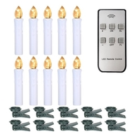 10 PCS Flammenlose Kerzen mit Fernbedienung Realistische warmweiße LED-Kerzen Batteriebetriebene Weihnachtsbaum Flackernde sich verjüngende Kerzenlichter mit Clips für die Dekoration von Hochzeitsfeiern