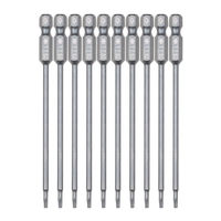10-Piece Security Torx Bit Set 1/4-inch Drive Tamper Proof Torx Bit Set 3.93-inch Long S2 Steel Magnetic Screw Driver Bit Set for Power Screwdriver Electric Hand Drill