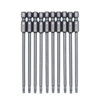 10-Piece Security Torx Bit Set 1/4-inch Drive Tamper Proof Torx Bit Set 3.93-inch Long S2 Steel Magnetic Screw Driver Bit Set for Power Screwdriver Electric Hand Drill