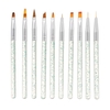 10 Stück / Set Nail Art Pinsel Malerei Zeichnung Pen Builder Flache Verlaufslinie UV-Gel Acryl Kristallspitzen Design Maniküre Werkzeuge