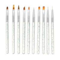 10 Stück / Set Nail Art Pinsel Malerei Zeichnung Pen Builder Flache Verlaufslinie UV-Gel Acryl Kristallspitzen Design Maniküre Werkzeuge
