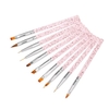 10 Stück / Set Nail Art Pinsel Malerei Zeichnung Pen Builder Flache Verlaufslinie UV-Gel Acryl Kristallspitzen Design Maniküre Werkzeuge