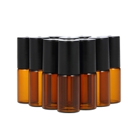 10 Stück 5 ml Ätherische Öle Roller Flasche Bernstein Glas Roll-on Flaschen Edelstahl Roller Ball Ätherisches Öl Glas mit 3 ml Dropper
