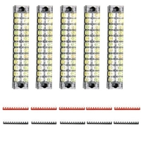 10 Stück (5 Sätze) -5 Stück 600 V 15 A 12 Positionen Zweireihige Schraubklemmenleiste mit Abdeckung + 5 Stück 600 V 15 A 12 Positionen Schwarz Rot Vorisolierte Klemmenleiste
