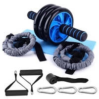 10 Stück Abdominal Roller Wheel Resistance Band Türanker Gepolsterte Griffe Karabinerhaken Kit